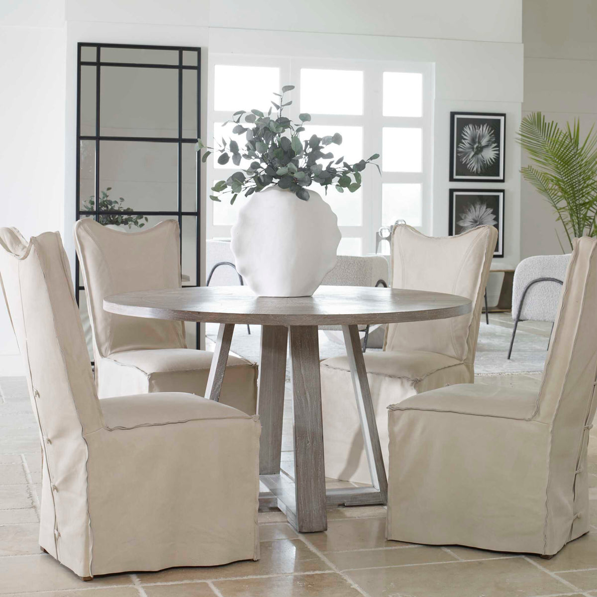 Modern European furniture - Gray Oak Round Dining Table - www.oroa.com