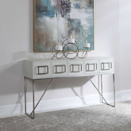 Modern European furniture - White Oak 3-Drawer Console Table - www.oroa.com