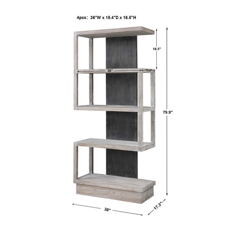 Modern European furniture - Gray Elm Veneer Bookcase - www.oroa.com