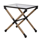 Modern European furniture - Iron Framed Glass Accent Table - www.oroa.com