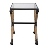 Modern European furniture - Iron Framed Glass Accent Table - www.oroa.com