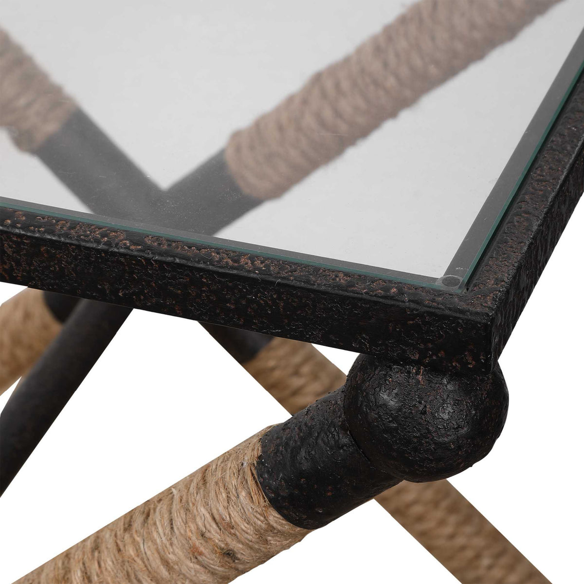 Modern European furniture - Iron Framed Glass Accent Table - www.oroa.com