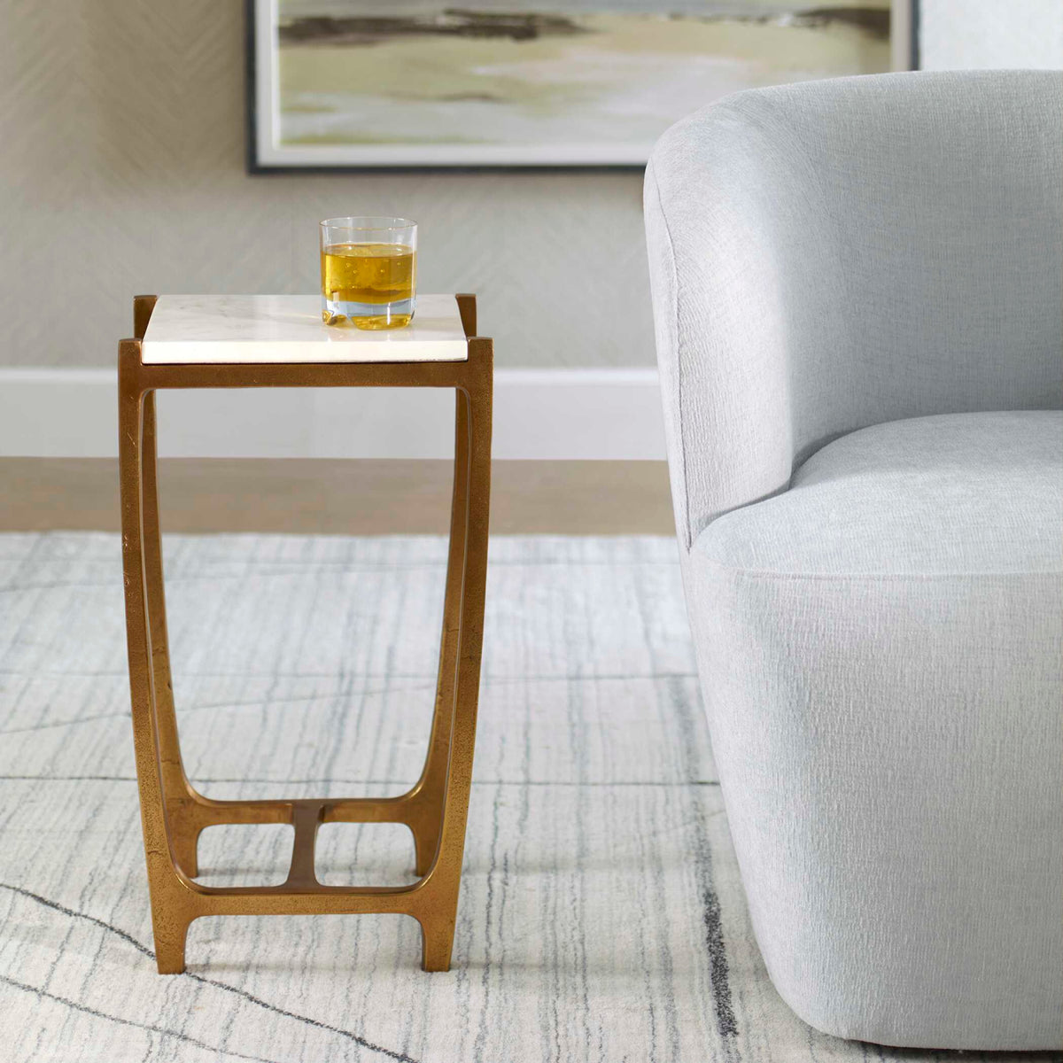 Modern European furniture - Antique Gold Framed Accent Table Table - www.oroa.com