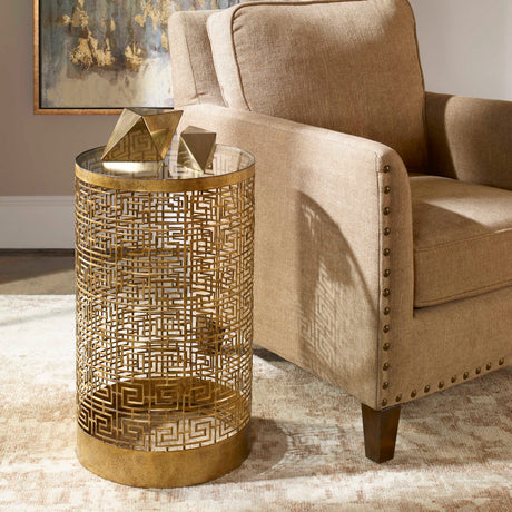 Modern European furniture - Gold Lattice Drink Table - www.oroa.com