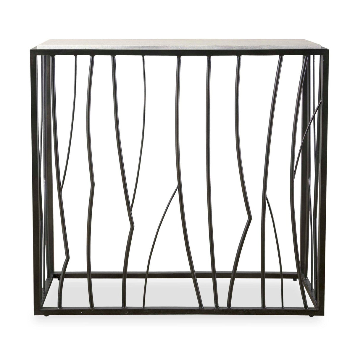 Iron Framed Travertine Console Table by Uttermost Reed
