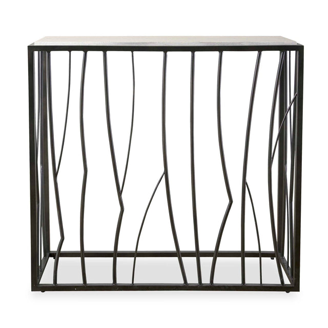 Iron Framed Travertine Console Table by Uttermost Reed