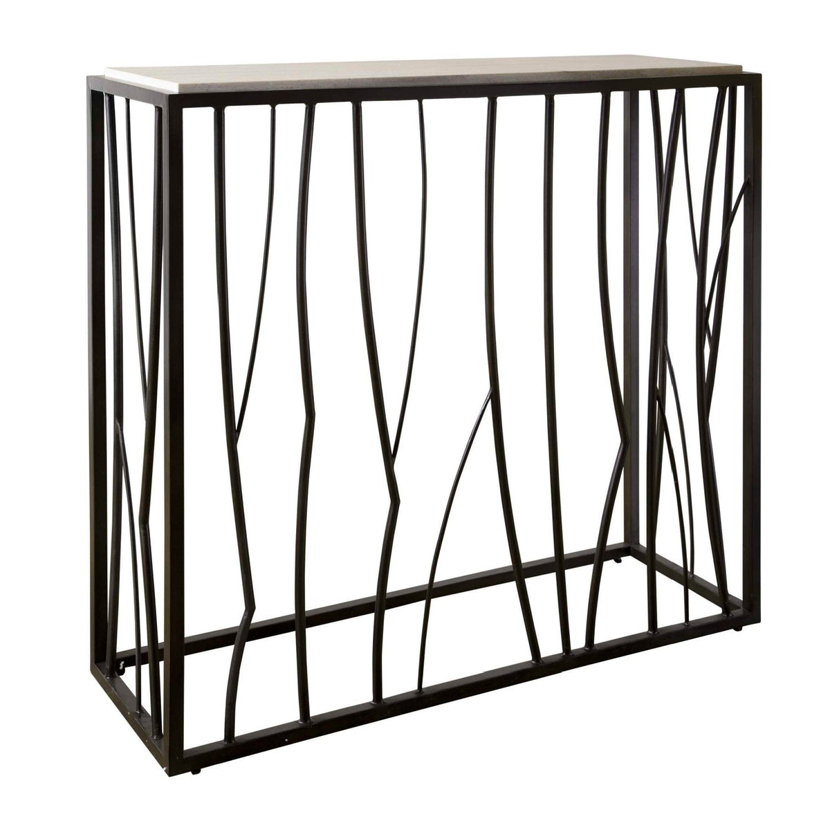 Iron Framed Travertine Console Table by Uttermost Reed, alternate view 3