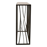 Iron Framed Travertine Console Table by Uttermost Reed, alternate view 4