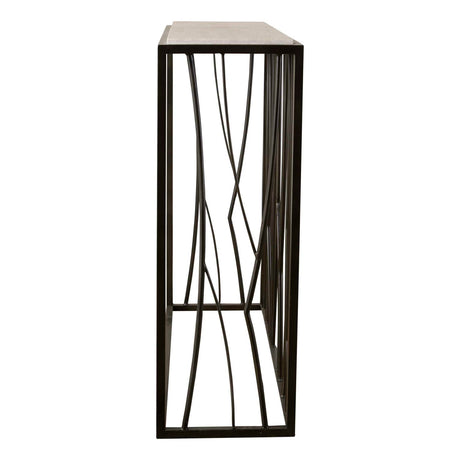 Iron Framed Travertine Console Table by Uttermost Reed, alternate view 4