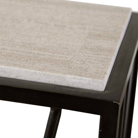 Iron Framed Travertine Console Table by Uttermost Reed, alternate view 5