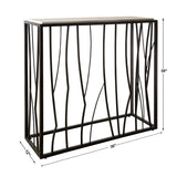 Iron Framed Travertine Console Table by Uttermost Reed, alternate view 7