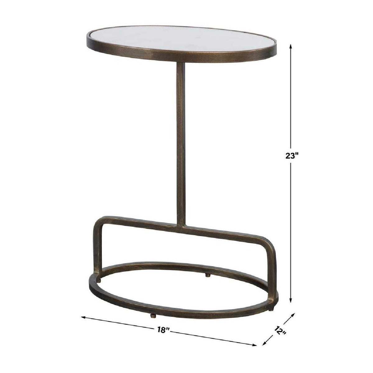 Modern European furniture - Iron Base Oval Accent Table - www.oroa.com
