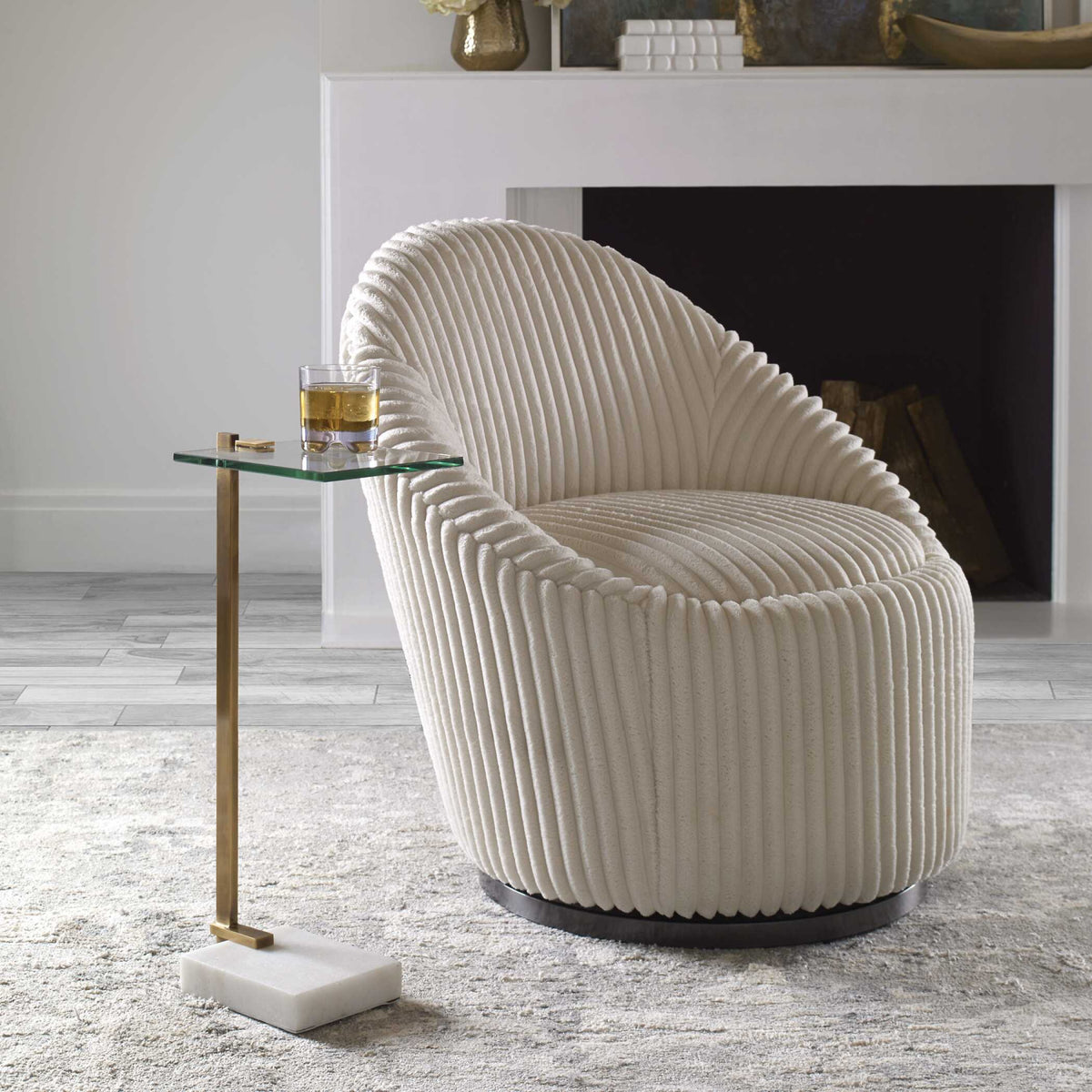 Modern European furniture - White Marble Foot Accent Table - www.oroa.com