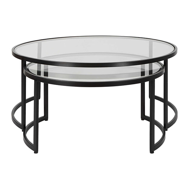 Modern European furniture - Black Round Nesting Coffee Tables (2) - www.oroa.com