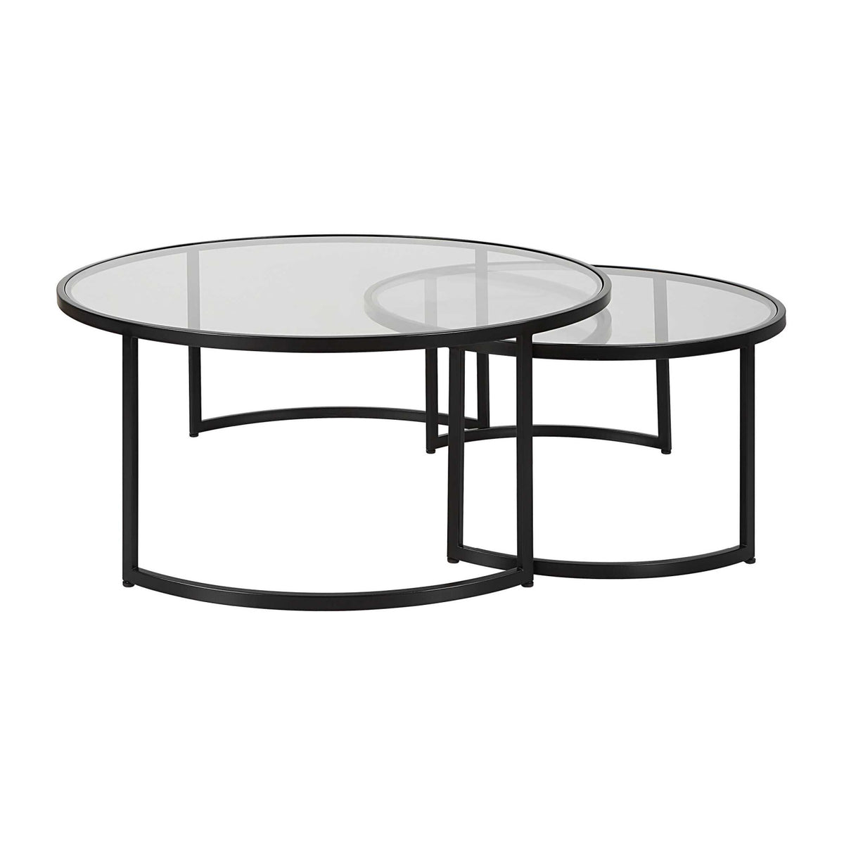 Modern European furniture - Black Round Nesting Coffee Tables (2) - www.oroa.com
