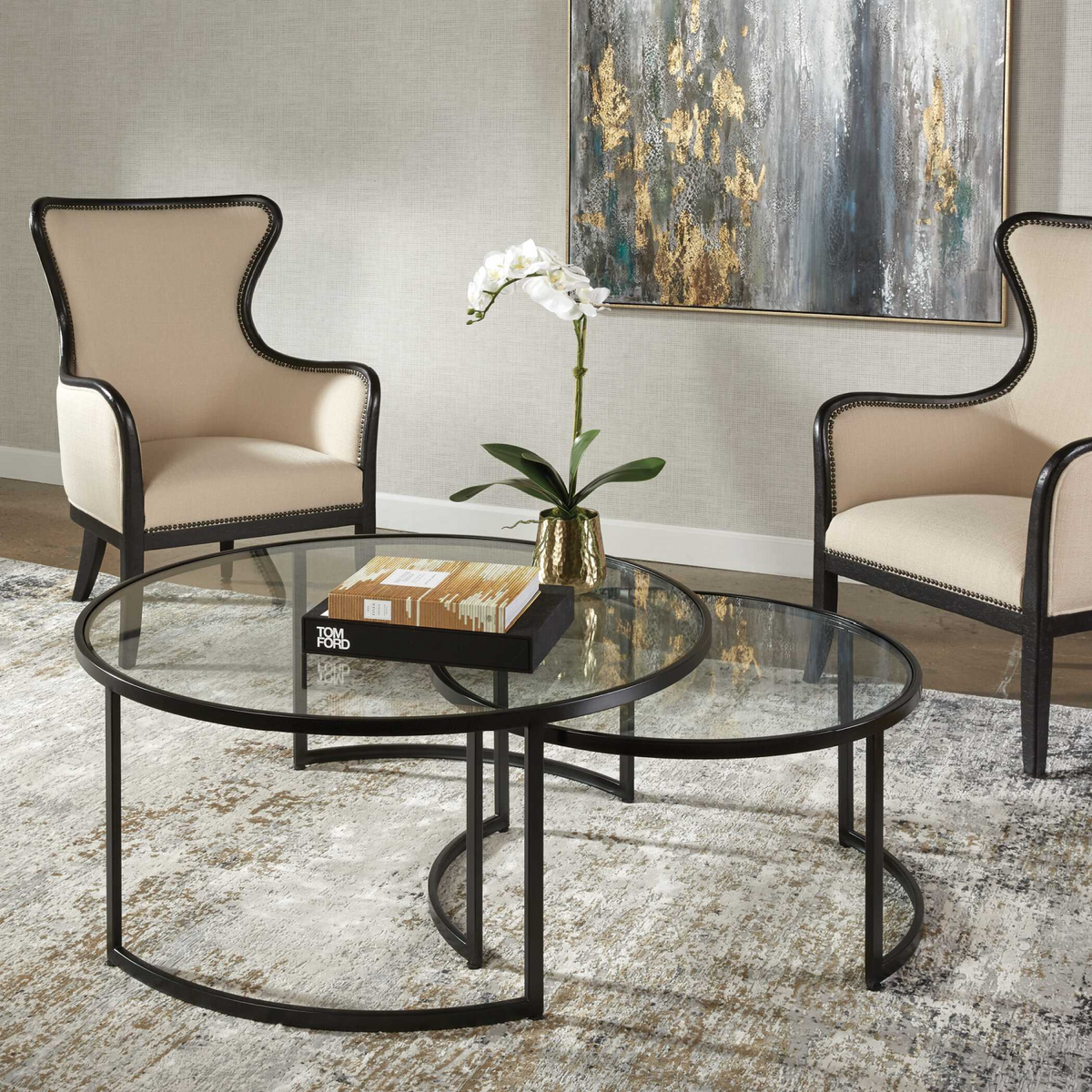Modern European furniture - Black Round Nesting Coffee Tables (2) - www.oroa.com
