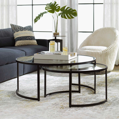 Modern European furniture - Black Round Nesting Coffee Tables (2) - www.oroa.com