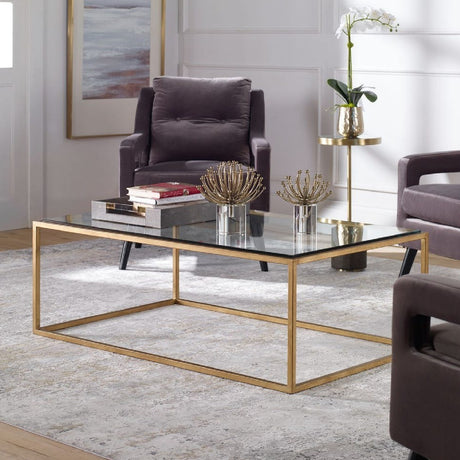 Modern European furniture - Gold Framed Coffee Table - www.oroa.com