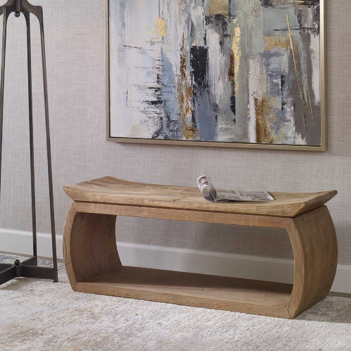 Modern European furniture - Elm Wood Accent Bench - www.oroa.com
