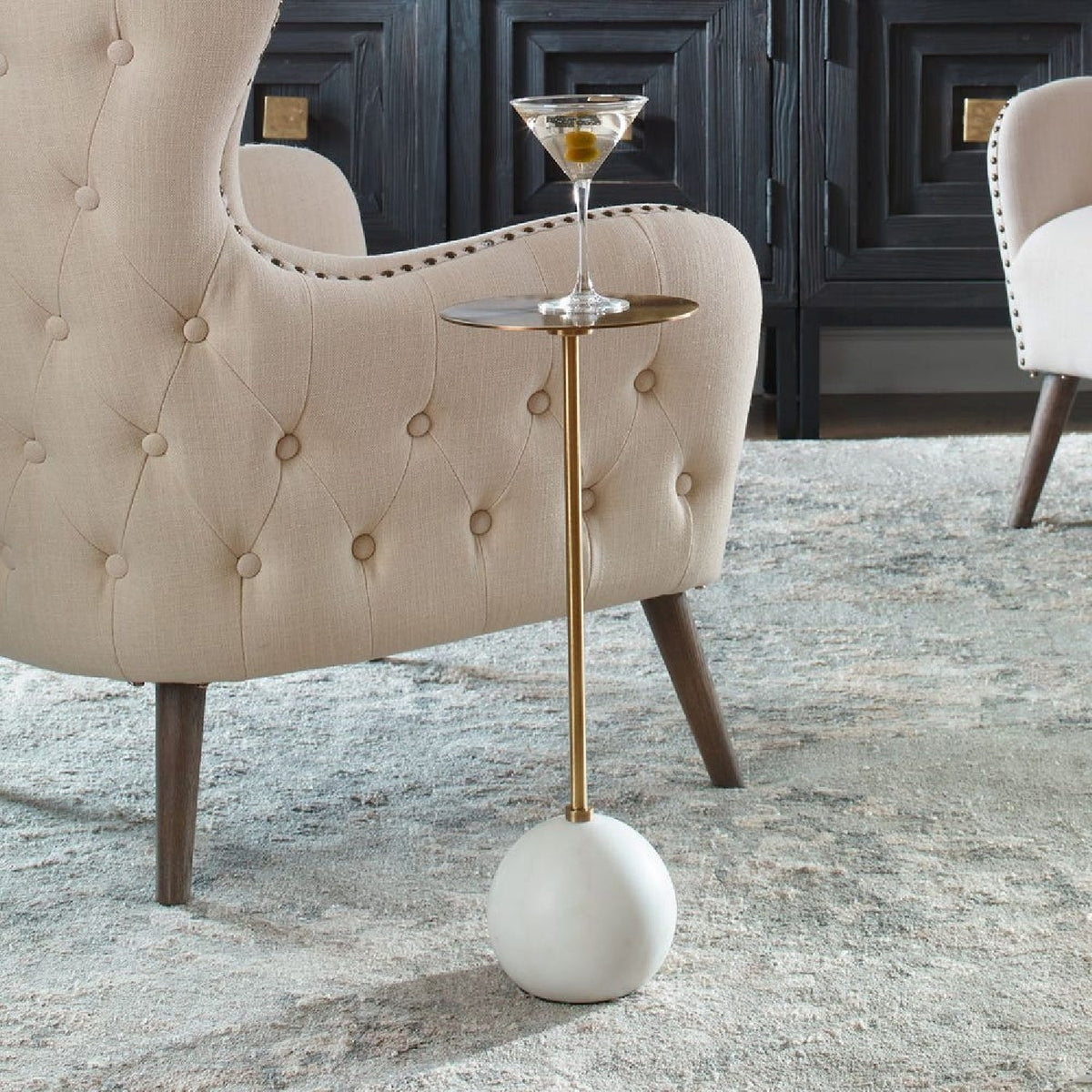 Modern European furniture - Gold Pedestal Drink Table - www.oroa.com