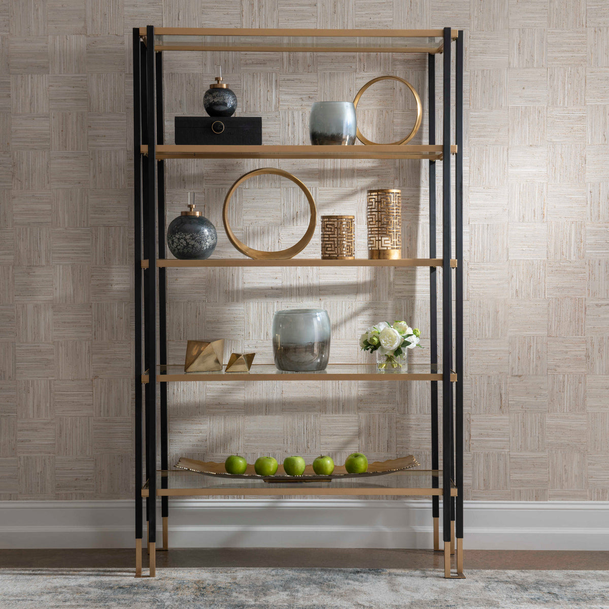 Modern European furniture - Black & Gold Framed Bookshelf - www.oroa.com