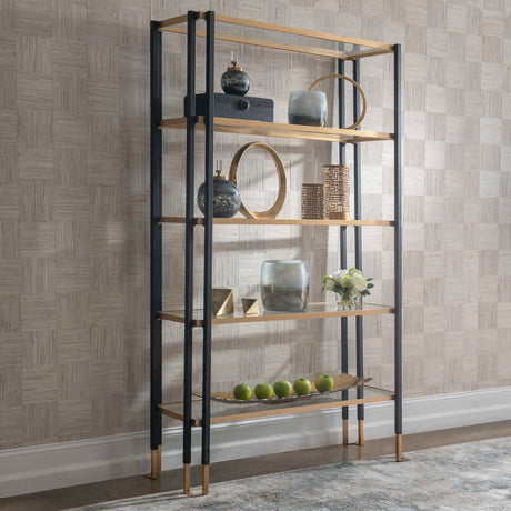 Modern European furniture - Black & Gold Framed Bookshelf - www.oroa.com