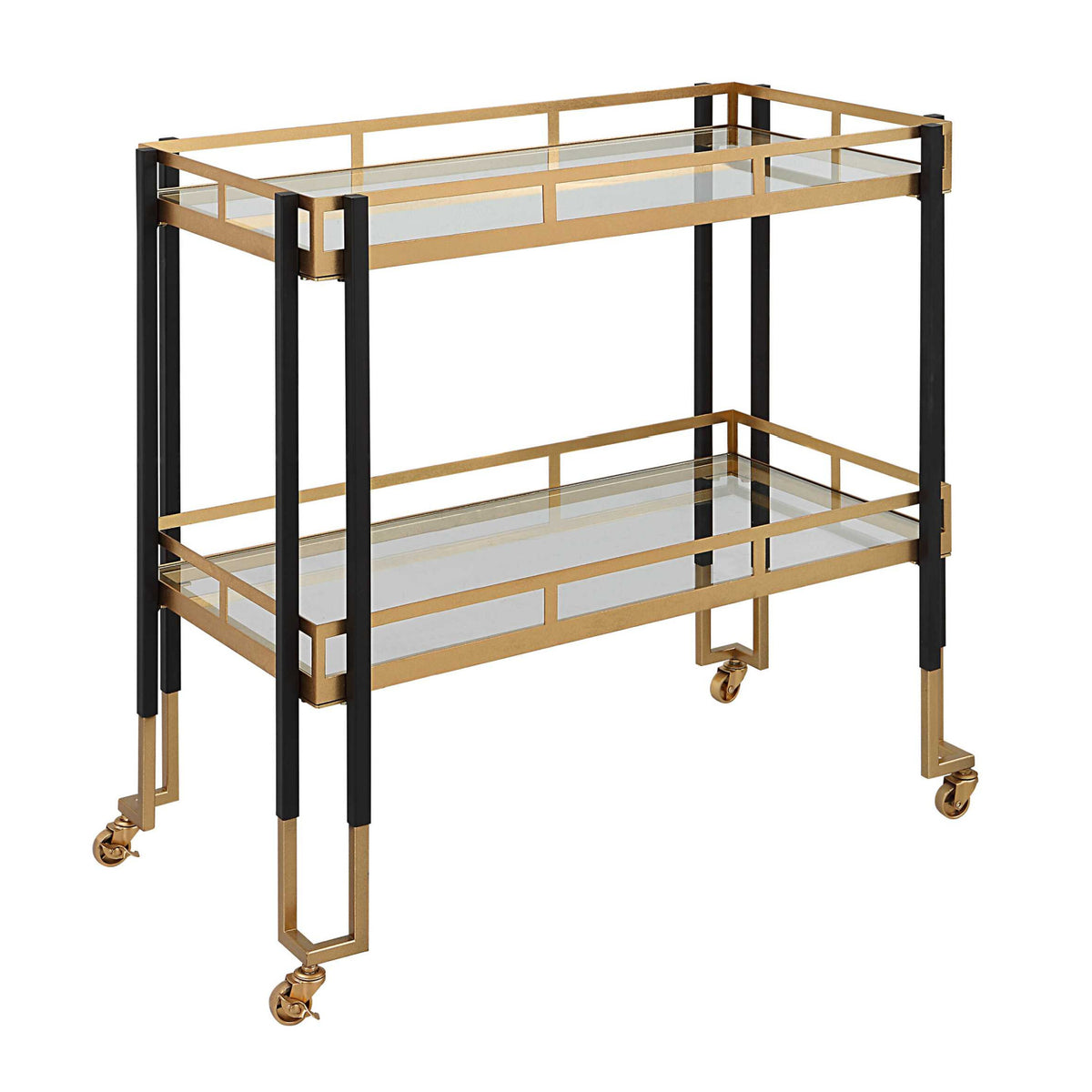 Modern European furniture - Two-Toned Metal Framed Bar Cart - www.oroa.com
