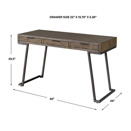 Modern European furniture - Mango Wood 3-Drawer Desk - www.oroa.com