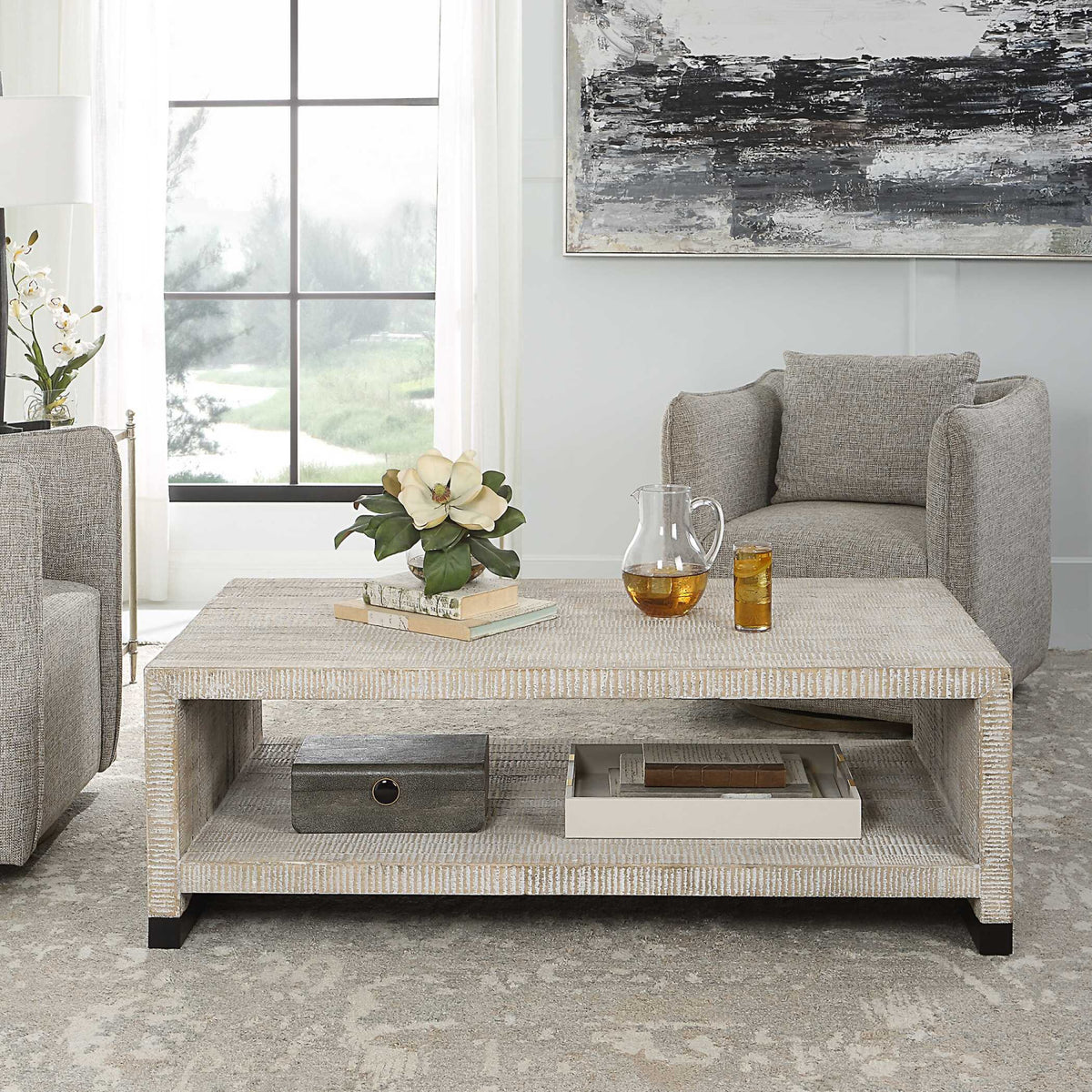 Modern European furniture - Whitewashed Wood Coffee Table - www.oroa.com