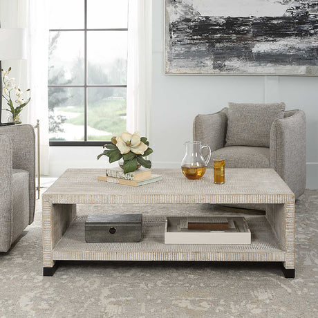 Modern European furniture - Whitewashed Wood Coffee Table - www.oroa.com
