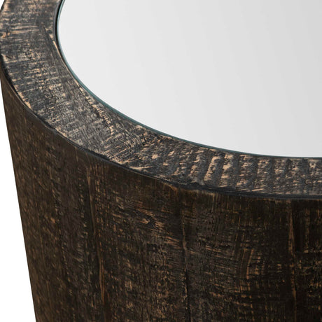 Modern European furniture - Rustic Dark Cylindrical Accent Table - www.oroa.com