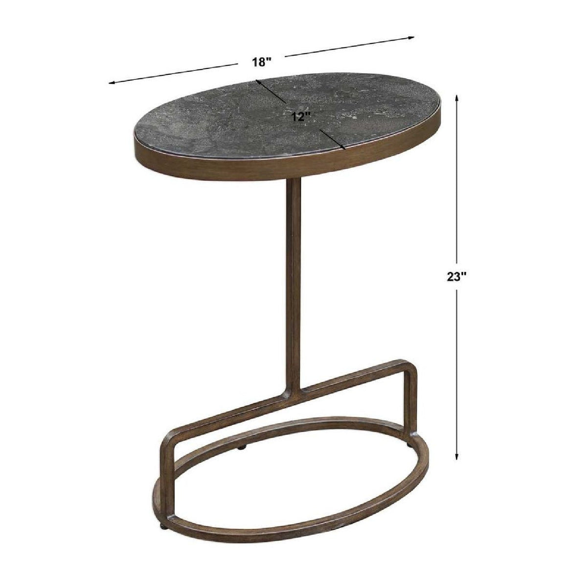 Modern European furniture - Iron Base Oval Accent Table - www.oroa.com