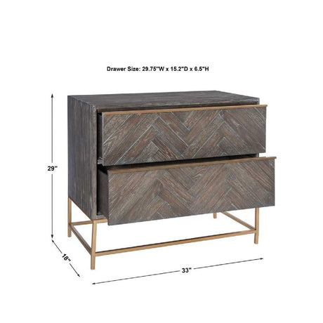 Oak Herringbone 2-Drawer Chest by Uttermost Armistead, alternate view 6