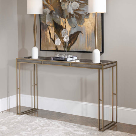 Modern European furniture - Black Shagreen Look Console Table - www.oroa.com