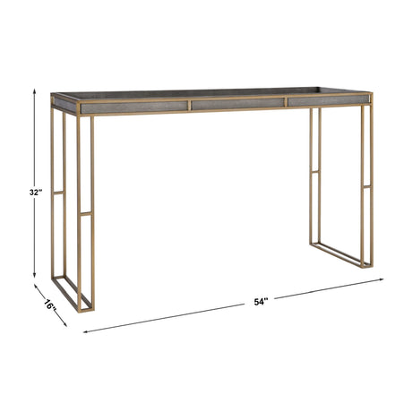 Modern European furniture - Black Shagreen Look Console Table - www.oroa.com