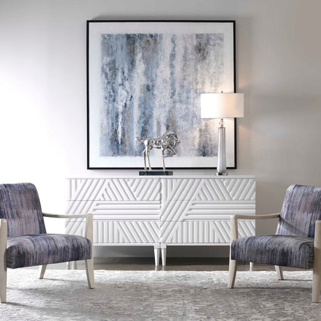 Modern European furniture - Geometric Carved 3-Drawer Chest - www.oroa.com