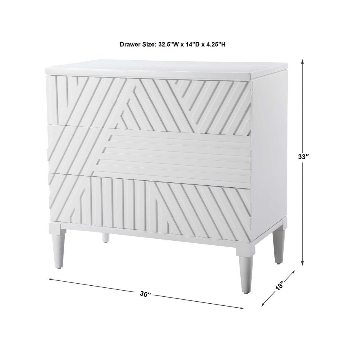 Modern European furniture - Geometric Carved 3-Drawer Chest - www.oroa.com