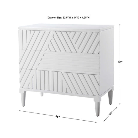 Modern European furniture - Geometric Carved 3-Drawer Chest - www.oroa.com