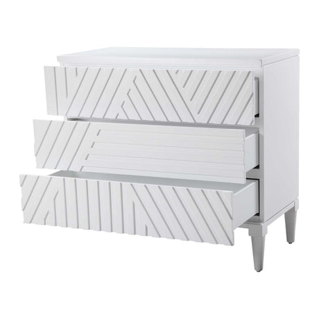 Modern European furniture - Geometric Carved 3-Drawer Chest - www.oroa.com