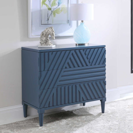 Modern European furniture - Geometric Carved 3-Drawer Chest - www.oroa.com