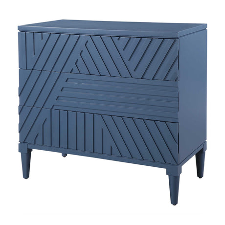 Modern European furniture - Geometric Carved 3-Drawer Chest - www.oroa.com