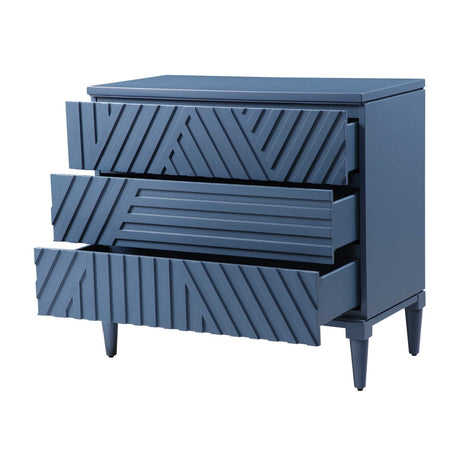 Modern European furniture - Geometric Carved 3-Drawer Chest - www.oroa.com