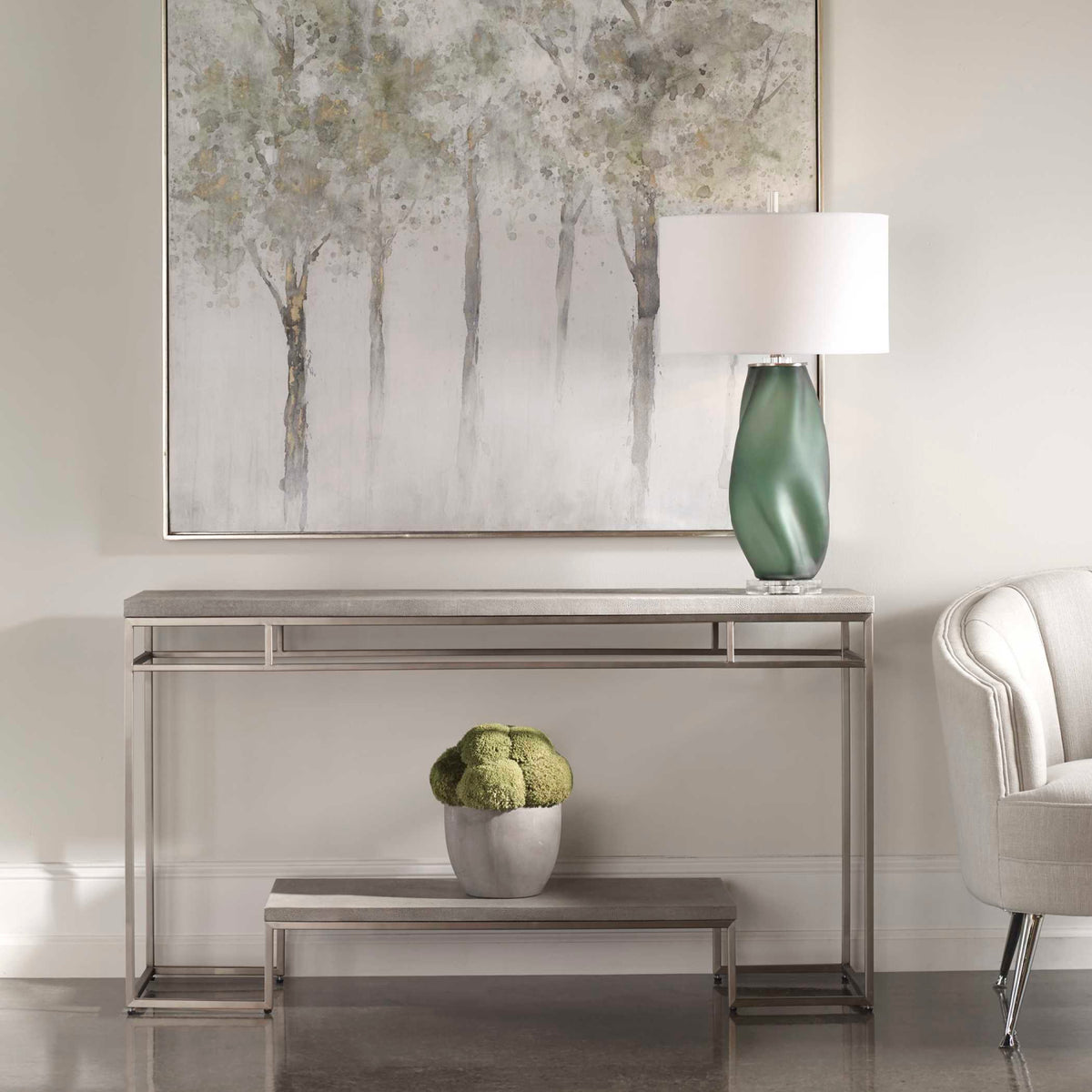Modern European furniture - Brushed Nickel Console Table - www.oroa.com