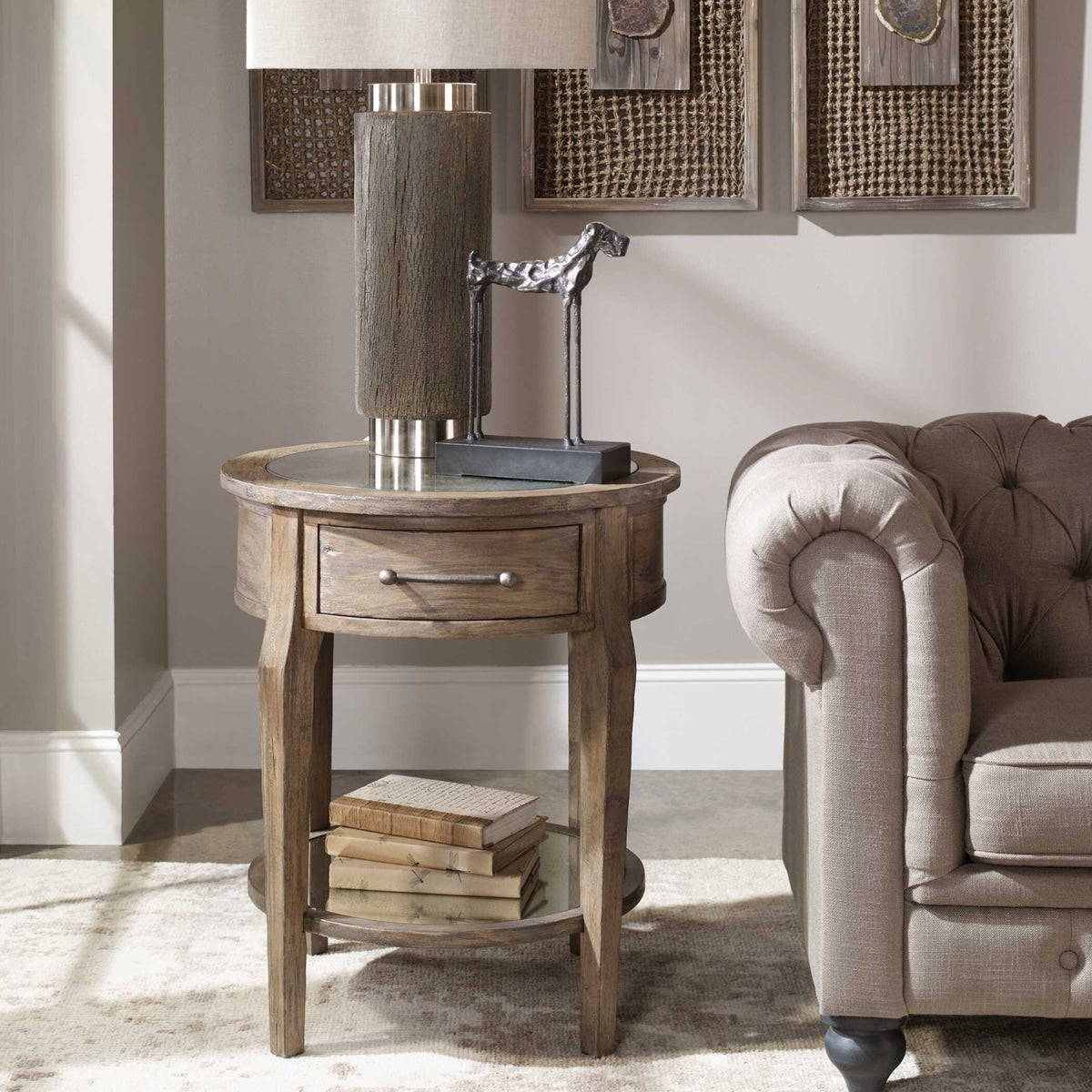 Modern European furniture - Wooden Round 1-Drawer Side Table - www.oroa.com