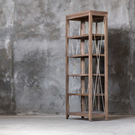 Modern European furniture - Weathered Oak Mirrored Bookshelf - www.oroa.com