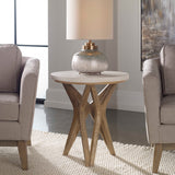 White Limestone Round Side Table by Uttermost Marnie, alternate view 2