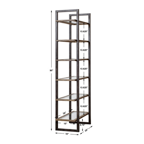 Modern European furniture - Iron Frame 6-Shelf Bookcase - www.oroa.com
