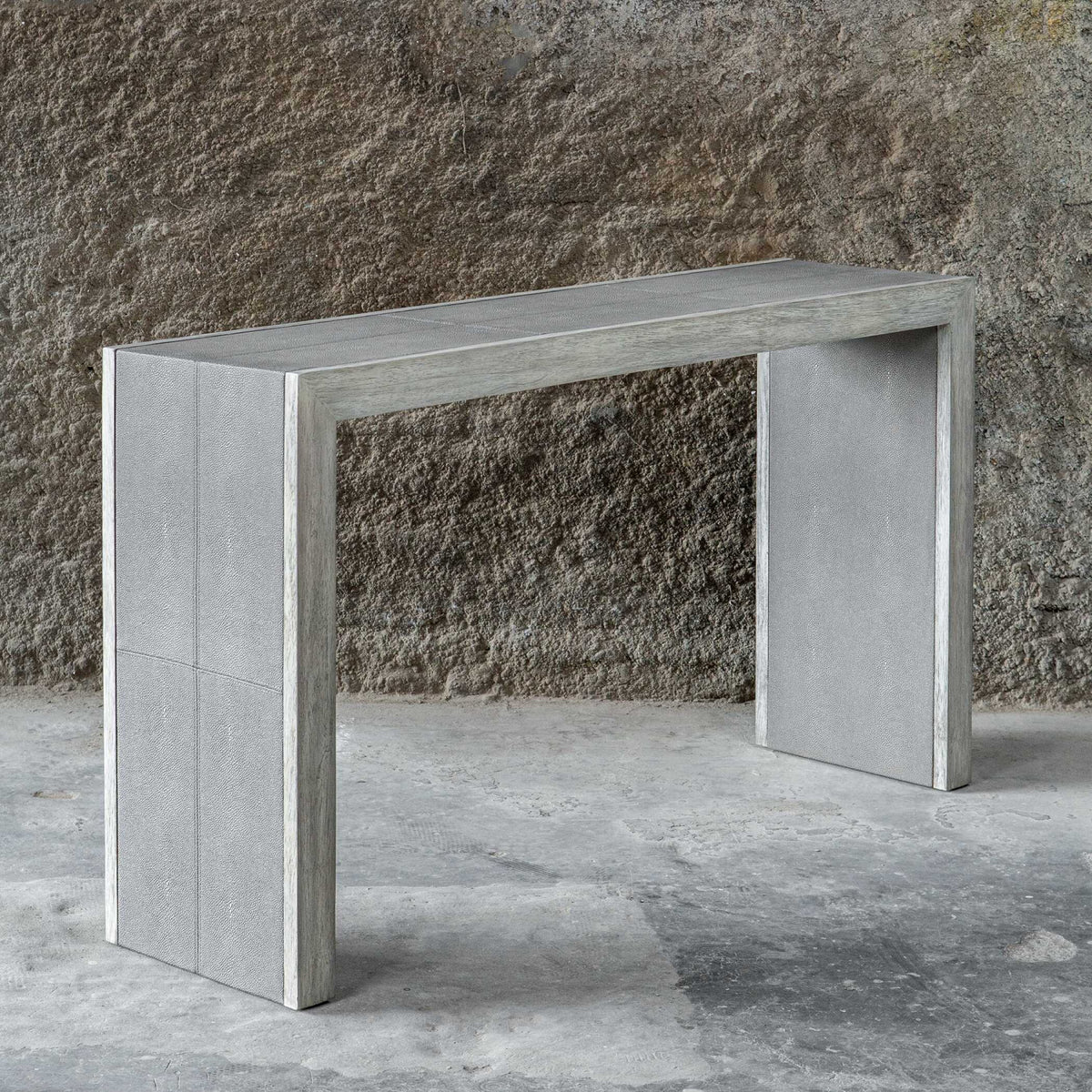 Modern European furniture - Gray Shagreen Look Console Table - www.oroa.com