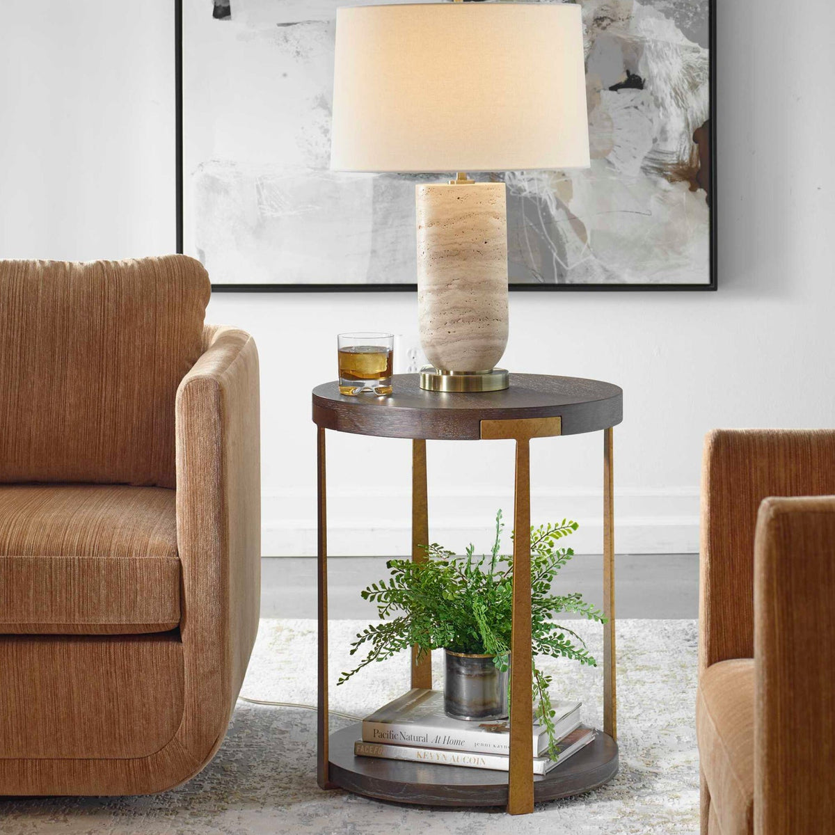 Modern European furniture - Round Two-Layer Side Table - www.oroa.com