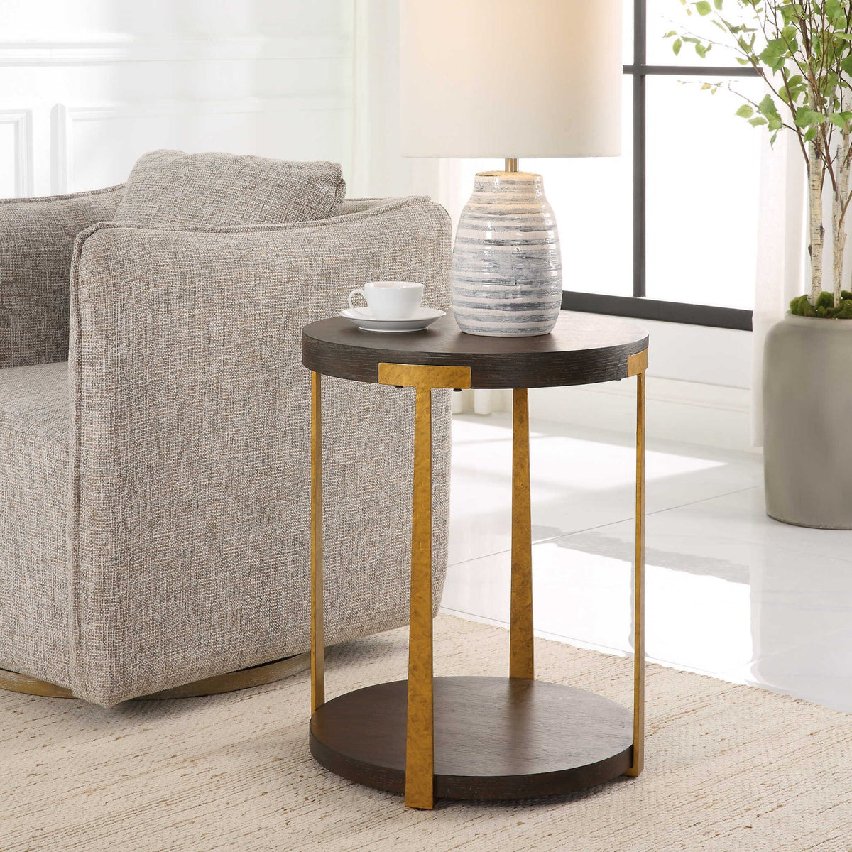 Modern European furniture - Round Two-Layer Side Table - www.oroa.com